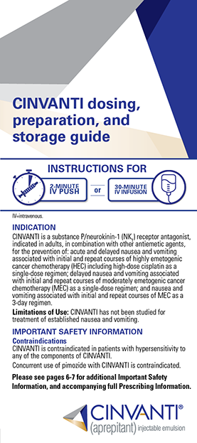 Tap to view and download CINVANTI Dosing and Administration Guide